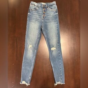 Zara Blue Denim Skinny Jeans Button Fly Size EUR38 US06 MEX28